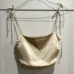 Cream Crop Camisole with Tie Front
